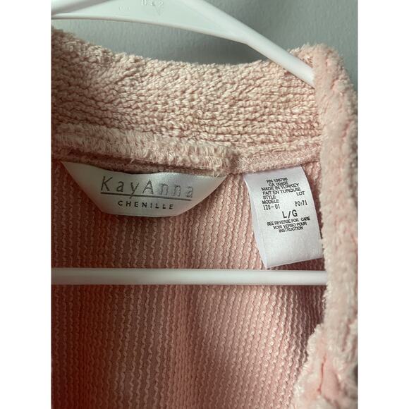 Kay Anna Chenille Pink War Terry Cloth Robe Top Jacket - Picture 3 of 5